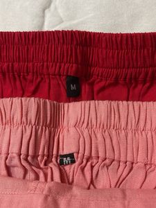 Red &amp; Pink Cotton Linen Shorts Combo - Never Worn