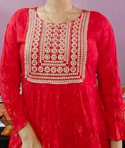 Red And Golden Work Tunic ❤️