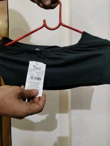 Shein Fitted Strapless Twisted Knot Front Ribbed T