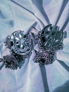 silver oxidised earrings