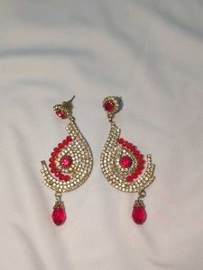 Elegant Red & Gold Earrings