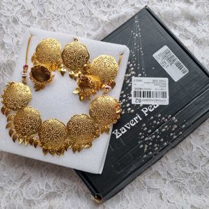 Zaveri Pearls Golden Choker Set Of 3