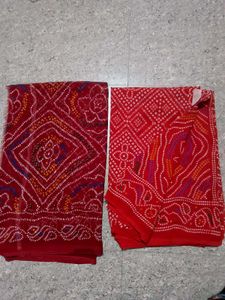 Red Bandhani Sarees - Set of Two-New sealed