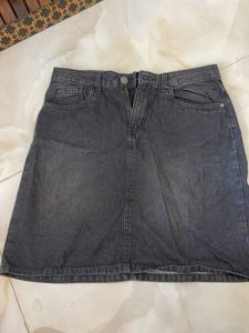 Black Denim Mini Skirt