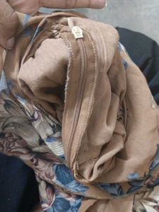 Floral brown fit and flare dress with ruffle sleev