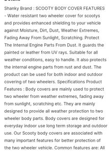 Shanky Brand Scooter Cover For Activa All Models