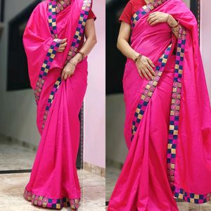 Pink Saree With Blouse