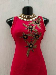 High Neck Mirror Work Kurti