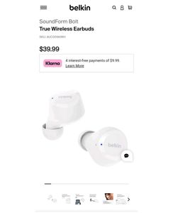 Belkin SoundForm Bolt True Wireless Earbuds