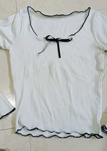 Cute White Tie-Front Top