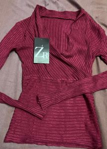 Burgundy Wrap Top - ZR