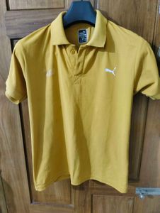 Puma Ferrari Logo Yellow Polo Shirt M