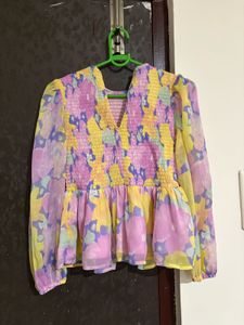 Floral Print Peplum Top