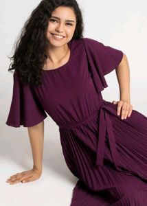 Xxl Flared Beautiful Wine Color  Dress