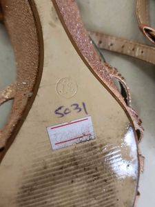 Rose Gold Sequin Flower Heels With Insole