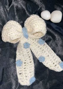 Crocheted Bow with Floral Accents