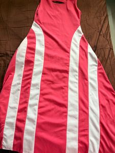 Pack Of Two Pink & White Striped Dress+Violet Gown