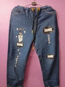 Comfortable Denim Joggers with Elastic Wais