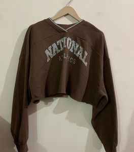 Brown Cropped National Athletics Sweatshirt
