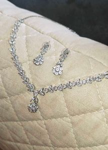 Sparkling Silver AD Necklace Set with earrings