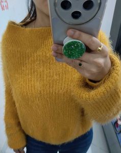 Mustard Fuzzy Knit Pullover