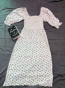 Cottagecore Flower Print White Dress💌🫐
