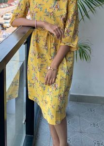 Max UAE Yellow Floral Midi Dress