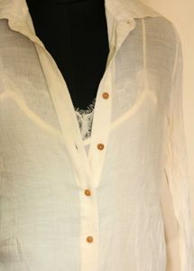 Zara Button-Down Shirt With Attached Lace Tabk Top