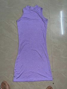 Purple Sleeveless Mock Neck Dress
