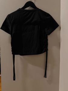 URBANIC Black crop tee with knot detail