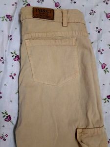 Beige Wide Leg Cargo Pants