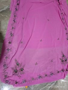 Pink Embellished Saree