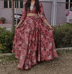 Red Floral Lehenga Choli Set