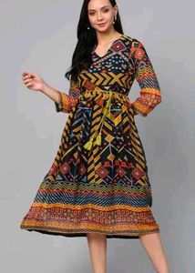 Abstract Print A-line Dress