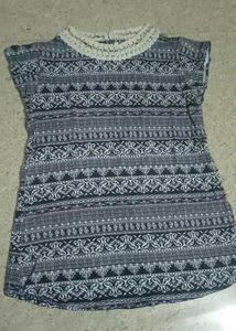 Paisley Print Top with Crochet Collar