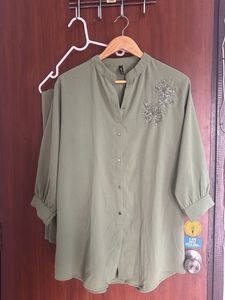 Olive Green Embellished Coordset