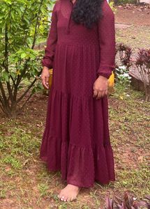 Burgundy Tiered Midi Dress