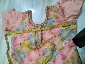Multi Colour Kurti Plazo Set With Neck Handwork