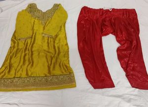 Yellow & Red Salwar Kameez Suit