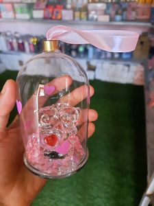 Cute Teddy Couple Glass Showpiece With Shimmer