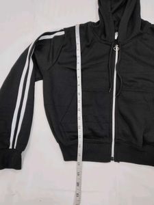 Striped Sleeve Black Hoodie (E)