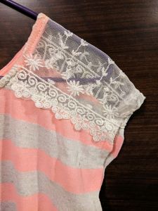Neon Pink Stripe Crop Top (S)