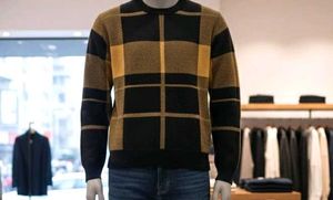 Stylish Plaid Knit Sweater