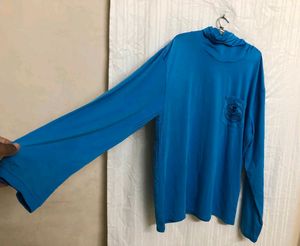 Blue High Neck T Shirt