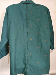 🎄Buy 1, Get 1 Free🎁XL/XXL Green Button-Down Top