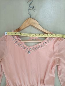 Baby Pink Formal Office Long Dress