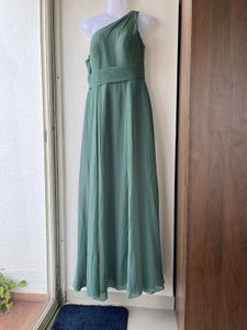 Elegant Green One-Shoulder Azazie Gown(A8)