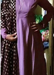 Vintage Purple Dress with Polka Dot Shawl