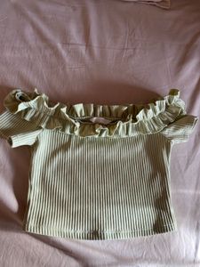 Sage Green Ruffle Crop Top