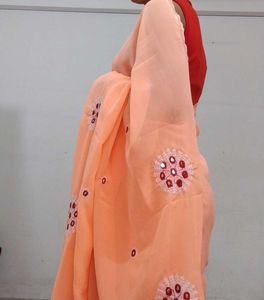 Peach Georgette Saree with Embroidery